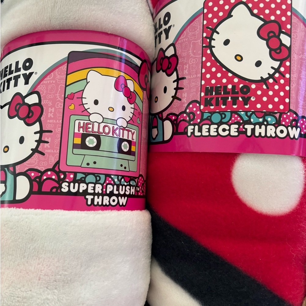 Hello Kitty Pink Black White Graphic Throw Blanket